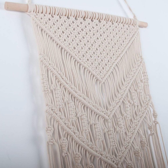 Boho macramé wall hanging tan woven home decor - Picture 5 of 6
